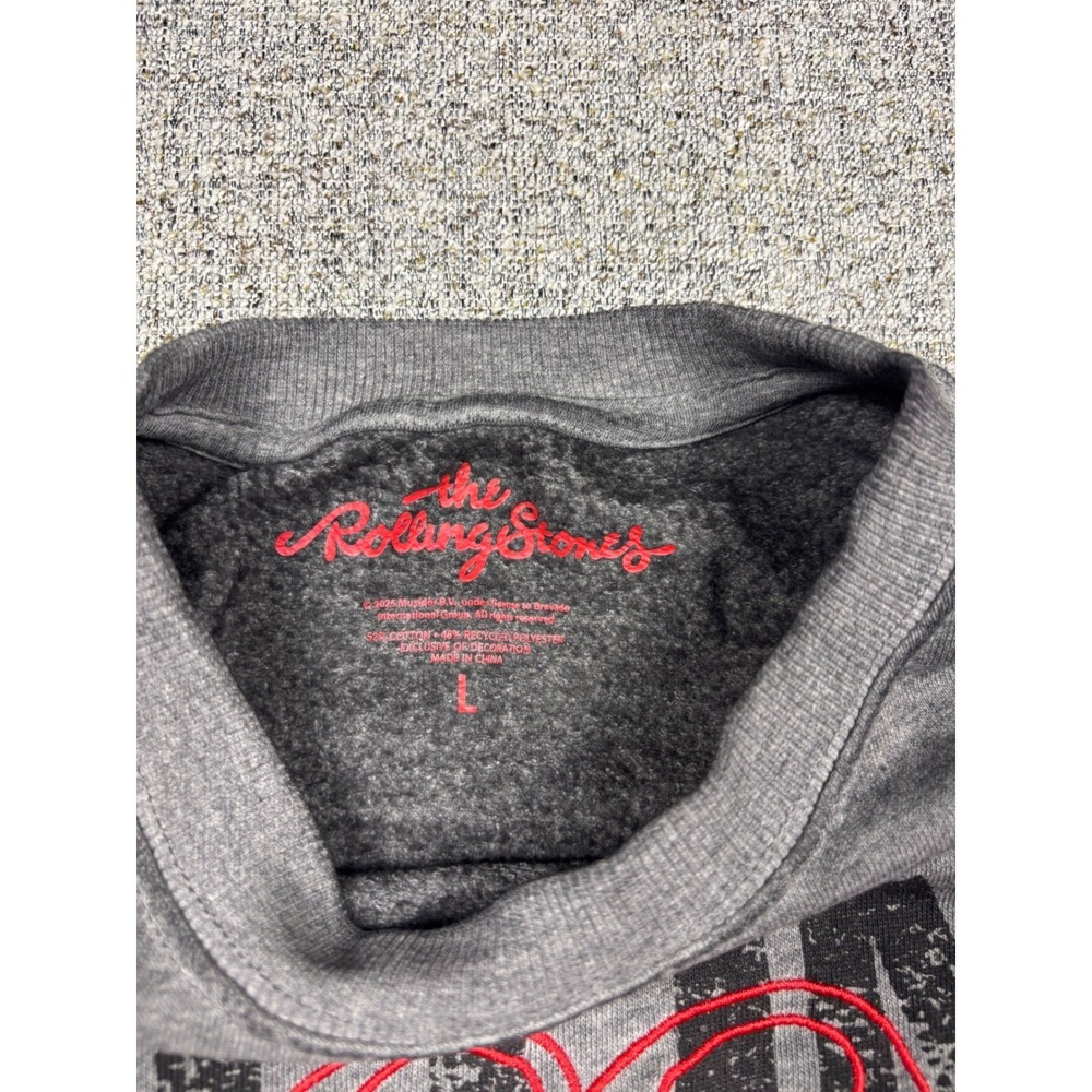 Rolling Stones Sacramento Tour Graphic Sweatshirt Grey Red Embroidery Large - Picture 4 of 9